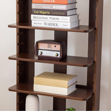 Load image into Gallery viewer, BALANBO 4 Tier Bookshelf Bamboo Bookcase Bookshelf Height Adjustable Storage Shelf for Living Room, Office, Study Room, Bedroom H49.8''