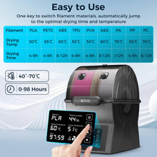 Load image into Gallery viewer, Sovol Filament Dryer, SH02 Dry Box Filament Sealed Storage Box 3D Printer Spool Holder with PTC Heater, Filament Dehydrator with Touch Screen, One Key Set, Compatible with PLA PETG TPU ABS 1.75/2.85mm