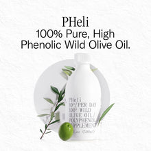 Load image into Gallery viewer, FOREVER YOUNG PHeli | 100% Pure Polyphenol Rich Olive Oil Organic (1224 mg/kg) | Early Harvest Cold Pressed and Unfiltered Wild Olive Oil| Chemical Free Dietary Supplement | 300ml (10fl.oz)