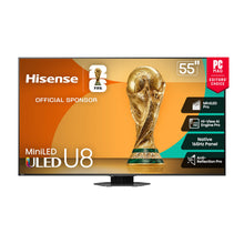 Load image into Gallery viewer, Hisense 55" Class U8 Mini-LED ULED 4K UHD Google Smart TV (55U8QG, 2025 Model) - QLED, Native 165Hz, VRR 288, Up to LD5600, 5000 Nits, HDR10+, Dolby Vision IQ · Atmos, IMAX Enhanced, 4.1.2 Ch Audio