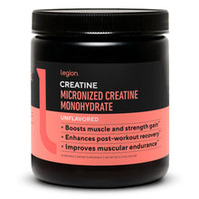 Load image into Gallery viewer, LEGION Micronized Creatine Monohydrate Supplement - Clean Creatine Powder for Muscle Gain & Post Workout Recovery - Micronized Creatine Supplement for Maximum Absorption (60 Servings, Unflavored)