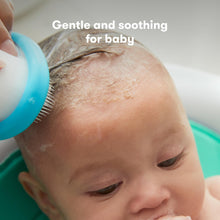 Load image into Gallery viewer, Frida Baby The 3-Step Cradle Cap System, DermaFrida The FlakeFixer, Sponge, Brush, Comb and Storage Stand for Babies with Cradle Cap, White-Blue