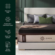 Load image into Gallery viewer, Zinus Lumbar+ Premium Memory Foam Mattress – 14 Inch, Queen, Lumbar Support, Targeted Pressure Relief, Cooling Gel & Green Tea, Fiberglass Free, Medium Firm, CertiPUR-US & OEKO-TEX Certified
