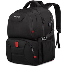 Load image into Gallery viewer, HILUSEN Extra Large Backpack for Men 50L, Insulated Cooler Lunch Box Backpack, Water Resistant 17inch Travel Laptop Work Bookbag with USB Charging Port,Black