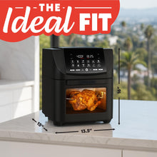 Load image into Gallery viewer, Gourmia Air Fryer - 14 Qt All-in-One Oven with Rotisserie, Digital Display with 12 Presets, Roast, Bake, Broil, Dehydrate, Dishwasher Safe Accessories, Black