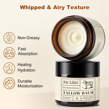 Load image into Gallery viewer, Lilei Beauty Beef Tallow for Skin, Grass-Fed Beef Tallow and Honey Balm, Whipped Body Butter & Face Moisturizer, Unscented, Body Cream, Soothes Dry & Sensitive Skin