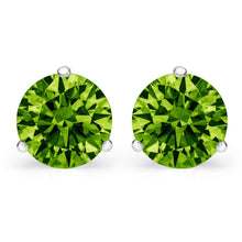 Load image into Gallery viewer, 14K White Gold Natural Peridot Stud Earrings with Screw back - Hypoallergenic, 1 cttw - Minimalist Women's Fine Jewelry
