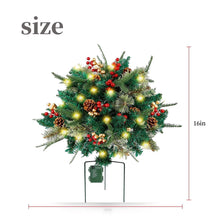 Load image into Gallery viewer, Pre-lit Artificial Christmas Tree Urn Filler, Outdoor Christmas Tree Feel Real Urn Filler with Lights &Tripod Stake, Lighted Holiday Planter Filler for Outdoor, Weatherproof (1Pcs-B)