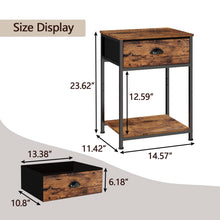 Load image into Gallery viewer, Furologee 5-Tier Bookshelf, End Table with Storage Shelf and Fabric Drawer,Industrial Display Standing Shelf Units, Wood and Metal Storage Shelf for Living Room, Bedroom, Home Office, Rustic Brown