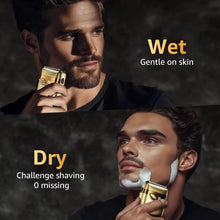 Load image into Gallery viewer, Electric Foil Shavers for Men, Mini Electric Razor, Compact Face Shaver, IPX7 Waterproof Wet Dry Cordless Razor, LED Display, USB-C, Travel-Friendly, Light Gold,Father's Day Gifts