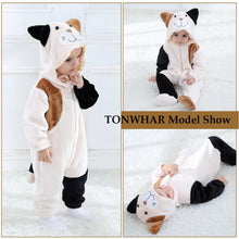 Load image into Gallery viewer, TONWHAR Baby Halloween Costume Hooded Romper – Infants Toddlers Animal Jumpsuit for Fall Winter Kids Daily Playwear(2-3 Months,Cat)