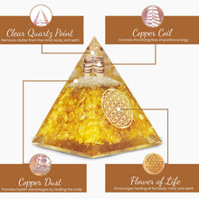 Load image into Gallery viewer, Real Crystal Citrine Orgonite Pyramid, Healing Crystal Pyramid, Pyramid Crystal Gemstone Pyramid for Meditation, Motivation, Positivity - Handmade in India
