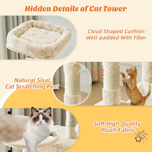Load image into Gallery viewer, Sweetcrispy 44 Inch Cat Tree Tower, Cat Climbing Tower with Natural Sisal Scratching Posts, Hammock, Pet Condo for Indoor Cats and Kittens Play, Beige