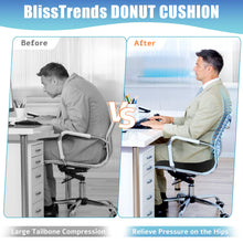 Load image into Gallery viewer, BlissTrends Donut Pillow Seat Cushion,Donut Chair Cushions for Postpartum Pregnancy & Hemorrhoids,Tailbone Pain Relief Cushion,Memory Foam Lifting Cushions for Office&Home Chairs (Black)
