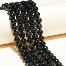 Load image into Gallery viewer, Natural Gemstone Beads 6mm Rainbow Black Obsidian Beads Polished Round Smooth Stone Beads for Bracelets Jewelry Making 15inch Loose Beads