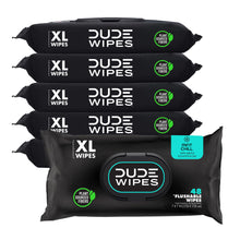 Load image into Gallery viewer, DUDE Wipes - Flushable Wipes - 6 Pack, 288 Wipes - Mint Chill Extra-Large Adult Wet Wipes - Vitamin-E, Aloe, Eucalyptus & Tea Tree Oils - Septic and Sewer Safe