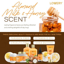 Load image into Gallery viewer, Mothers Day Gifts for Mom Women Gift Basket for Women - 10 Pc Almond Milk & Honey Beauty & Personal Care Set - Home Bath Pampering Package for Relaxing - Spa Self Care Kit - Birthday, Mom, Anniversary