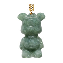 Load image into Gallery viewer, ALOHAPLUS 18K Solid Yellow Gold Natural Grade A Jadeite Teddy Bear, Genuine Jade Pendant Necklace, Handcarved Jadeite, with Gift Box (Green Jade Bear)