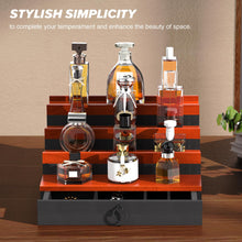 Load image into Gallery viewer, upcessory Cologne Organizer for Men, 4 Tier Cologne Stand, Cologne Shelf with Drawer and Hidden Compartment Perfume Display Holder