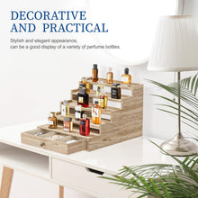 Load image into Gallery viewer, D.S.Exthefic 5 Tier Cologne Organizer for Men, Wooden Cologne Stand Holder Display Shelf with Drawer Storage, Large Capacity Cologne Rack Perfume Organizer for Man