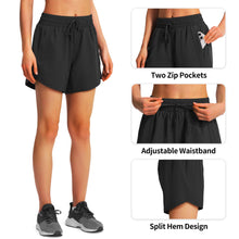 Load image into Gallery viewer, Ksmien Women's 5"/ 7" Athletic Running Shorts Quick Dry Lightweight Workout Gym Shorts with Zipper Pockets UPF 50+ Black M
