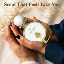 Load image into Gallery viewer, AHUJA Amber Sage – 3.4 oz Parfum | Unisex Fresh Aromatic Scent | 30% Long Lasting Oil | Bergamot, Grapefruit, Fig, Clary Sage, Amber, Musk | Luxury White Gold Gift Box | “Not All Storms Are Loud”