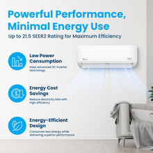 Load image into Gallery viewer, Senville LETO Series Mini Split Air Conditioner Heat Pump, 18000 BTU 208/230V, Inverter, Works with Alexa, SEER2 19, 1.5 Ton, White