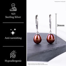 Load image into Gallery viewer, Splendid Pearls 925 Sterling Silver 8mm Genuine Pearls Freshwater Cultured Lever-back Dangle Earrings for Women