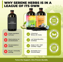 Load image into Gallery viewer, Serene Herbs Soursop Bitters Liquid & Black Seed Bundle – Organic Herbal Guanabana for Digestive Support & Immune Health – Vegan, Non-GMO – 32 oz (16 oz Each), 32 Servings