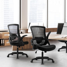 Load image into Gallery viewer, NEO CHAIR Office Desk Gaming Chair Computer High Back Mesh Seat with Rolling Wheels Ergonomic Adjustable Comfy Flip-up Armrests Lumbar Support Height for Home (Black)