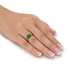 Load image into Gallery viewer, PalmBeach Yellow Gold-plated Sterling Silver Oval Shaped Genuine Green Jade Ring Sizes 6-10 Size 8