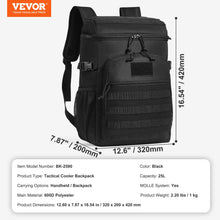 Load image into Gallery viewer, VEVOR Tactical Backpack Cooler, 25L Lunchbox for Work Insulated Leakproof with MOLLE, Lunch Cooler Box with Storage Bags, Lunch Bags Soft Cooler for Office, Picnic, Hiking, Beach, Camping