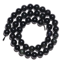 Load image into Gallery viewer, Natural Gemstone Beads 6mm Rainbow Black Obsidian Beads Polished Round Smooth Stone Beads for Bracelets Jewelry Making 15inch Loose Beads