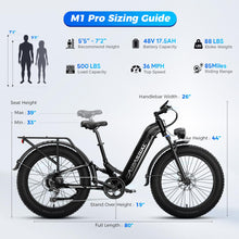Load image into Gallery viewer, M1 Electric Bike for Adults with 1800W Peak Motor, 26'' x 4.0'' Fat Tire Electric Bike, 48V 17.5Ah Battery, 85 Miles Electric Mountain Bike, 36MPH 7 Speed Electric Bicycle with Front and Rear Baskets
