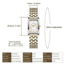 Load image into Gallery viewer, HOLSTOUR Watches for Women Vintage Bracelet White Roman Dial Rectangular Case Gold Silver Watch Waterproof with Tools