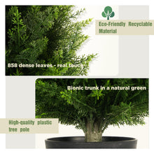 Load image into Gallery viewer, 3FT Artificial Cedar Topiary Trees (2 Pack) - UV Resistant Fake Evergreen Shrubs with Extra Dense Foliage, Realistic Potted Faux Plants for Front Porch & Garden Decor
