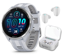 Load image into Gallery viewer, Wearable4U - Garmin Forerunner 965 Premium GPS Running and Triathlon 47mm Smartwatch with AMOLED Touchscreen Display, Titanium Bezel with Whitestone Silicone Band with White Earbuds Bundle