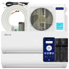 Load image into Gallery viewer, DELLA 20K BTU ODU 2 Dual Zone 9000 9000 BTU Wifi Mini Split AC Work with Alexa, Energy Efficient, 20 SEER2 208-230V Cools Up to 800 Sq.Ft Multi Zone Ductless Pre-Charged Heat Pump, 16ft Installation
