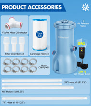 Load image into Gallery viewer, KimFilter Pro Series 1000 GPH Above Ground Pool Filter Pump, Powerful Pool Cartridge Filter Pump, Water Circulation and Filtration System -Improved Water Clean & Clarity, Pools Pumps Above Ground-Blue