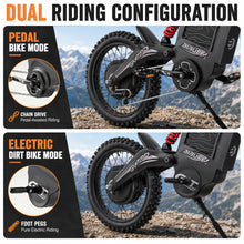 Load image into Gallery viewer, BIBUFF GT600 Electric Dirt Bike for Adults, 160 Mile Range, 7500W Peak Motor, 55 MPH, 2x72V 30Ah Removable Battery, Full Suspension, Hydraulic Brakes, 19"/17" All-Terrain Tires, Electric Motorcycle
