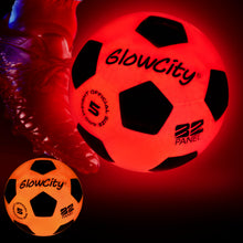 Load image into Gallery viewer, GlowCity Glow in The Dark Soccer Ball | Light Up Indoor/Outdoor Soccer Ball with 2 LED Lights | Pre-Installed Batteries | Fun Gift for Teens