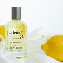 Load image into Gallery viewer, Liliya's Aroma Royal Lemon 27 Eau De Parfum - Vegan & Clean Perfume for Women & Men - Citrus Perfume - Fresh Lemon Notes & Green Musk 3.4 Fl Oz