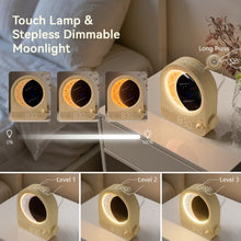 Load image into Gallery viewer, blonbar Sunrise Alarm Clocks for Bedrooms, Stepless Dimmable Moon Lamp Dual Alarm Clock Wake Up Light with 12Levels Volume for Heavy Sleepers, 10 Natural Sounds with Timer, Gifts for Women
