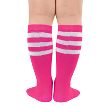 Load image into Gallery viewer, 4 Pairs Toddler Soccer Socks Kids Soccer Socks Youth Football Soccer Socks Toddler Kids Knee High Socks Youth Softball Baseball Tube Socks Girls Boys 4 Pairs F L