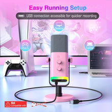 Load image into Gallery viewer, FIFINE XLR/USB Microphone, Gaming Recording PC Microphone with Headphones Jack, Mute Button, Dynamic RGB Mic for Computer, Streaming Mic for Podcasting Voice-Over YouTube Video-AmpliGame AM8 Pink
