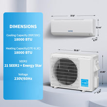 Load image into Gallery viewer, Garvee18000 BTU 21 SEER2 Ductless Mini Split AC & Heat Pump, WiFi Control, Compatible with Alexa, 230V Energy Efficient Inverter System, Cools Up to 1000 Sq.ft