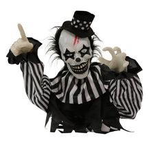 Load image into Gallery viewer, Haunted Hill Farm Scary Talking Groundbreaker Clown, Halloween Animatronic with Motion and Touch Activated Lights and Sounds, Battery Operated Indoor or Covered Outdoor Halloween Decorations