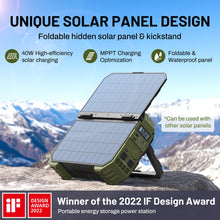 Load image into Gallery viewer, BROWEY 1600W (3200W Peak) Portable Power Station with 120W Solar Panel, 1024Wh LiFePO4 Battery with Built-in Solar Panel, Fast Charging, Solar Generator for Camping, RV, Home Backup, Emergency