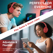 Load image into Gallery viewer, MIDOLA Bluetooth Headphones Over Ear 68H Playtime 6 EQ Wireless Headset with Microphone HiFi Stereo Foldable Lightweight Deep Bass for Travel Home Office Cellphone Red