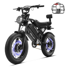Load image into Gallery viewer, HAPPYRUN G70 Pro Dual Motor Electric Bike for Adults 5000 Peak Motor Removable Dual Battery All-Terrain 20" Fat Tire Ebike 36MPH 85+ Miles 38Ah Battery Hydraulic Disc Brake (G70PRO+Rear Shelf)
